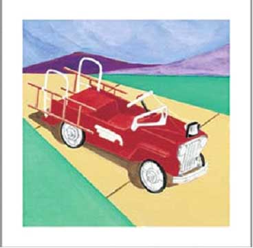 Art4Kids AB21666 Red Pedal Fire Truck Creative Canvas Art Block Mount