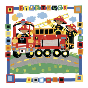Art4Kids AB08161 Fire Truck Creative Canvas Art Block Mount