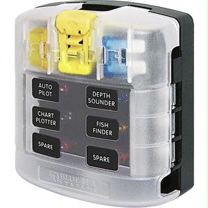 Blue Sea 5028 St Blade Fuse Block W/ Cover - 6 Circuit Without Negative Bus