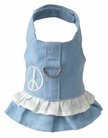 Doggles DOHADHSM-04 Harness Dress - Hemp Small Blue with Peace