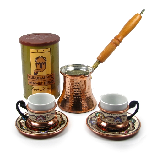 Turkish Coffee World TCW-0008AM Turkish Coffee Set for 2 with Premium Coffee