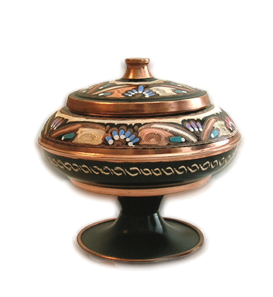 Turkish Coffee World TCW-0015AM Hand Hammered and Painted Container