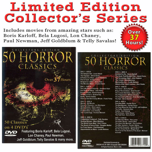 50 HORROR CLASSIC MOVIES - 4 DVD Collection
