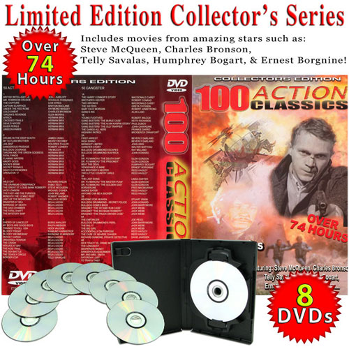100 ACTION CLASSIC MOVIES - 8 DVD Collection