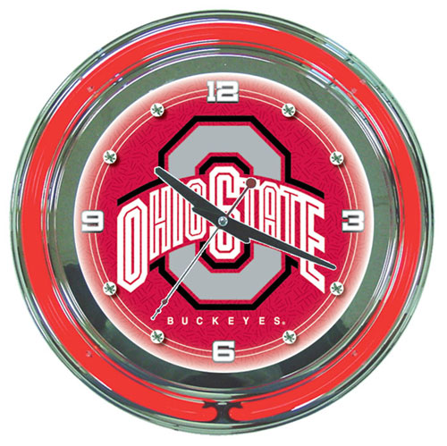 Ohio State University Neon Clock - 14 inch Diameter