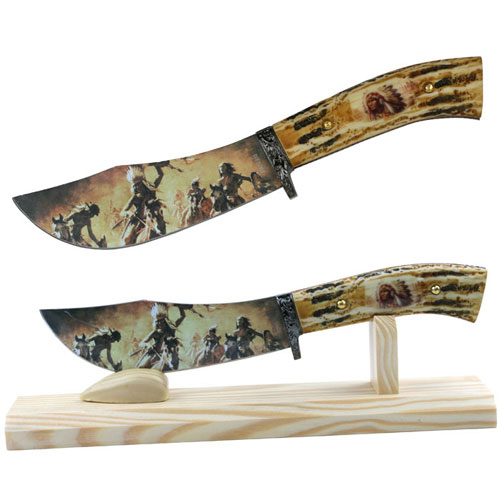 10 inch Fantasy Indian Collector Hunting Knife on Stand