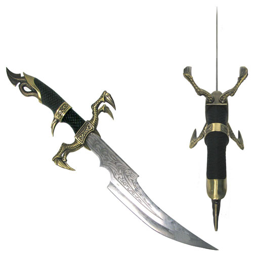21 inch Dragon Fantasy Dagger with 4 Pronged Claw Hilt