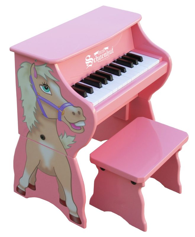 9258h Pink 25 Key Horse With Bench