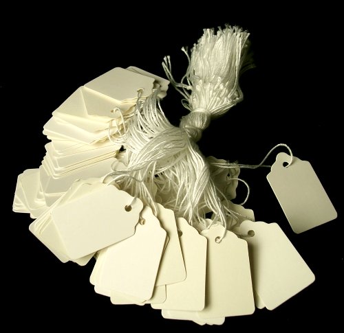 White Retail Tags with String Tie  Large