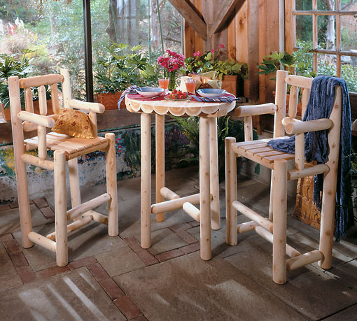 Bistro Tables - Rustic Natural Cedar 119B Bistro Table With Stool Set