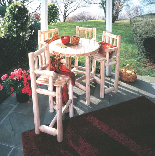 Bistro Table - Rustic Natural Cedar 119C Bistro Table With Stool Set 5 Pcs
