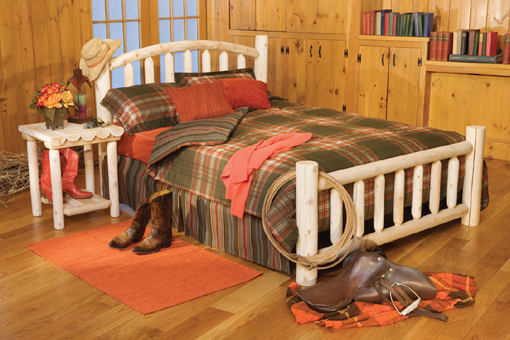 Log Beds - Rustic Natural Cedar 438B Arched Log Double Bed