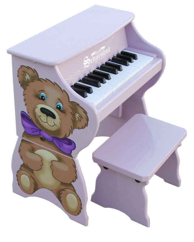 Lavender 25 Key Teddy Bear Piano With Bench
