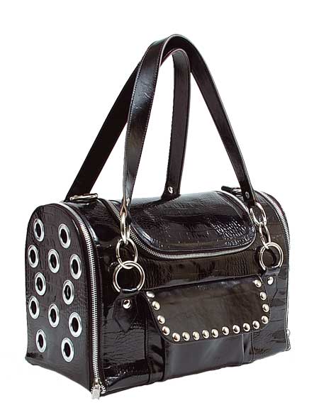 Dog Style BCCR-BL1 Black Leather Croc Embossed... by Dog Style