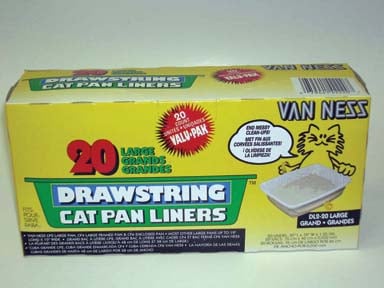 Van Ness Plastic Molding Drawstring Cat Pan Liners 20pk Ivory Large - Dl2-20