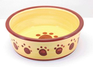 Ethical Stoneware Dish Classic Paw Print Dish Red 6 Inch  6912