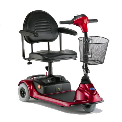 3 Wheel Scooters - Invacare L-3R Lynx L-3 3-Wheel Microportable Scooter - Red