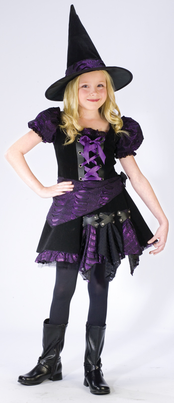 Costumes For All Occasions FW120032LG Witch Purple Punk Child Large