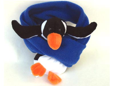 Bear Hands S-PGN-CBL Scarf Penguin on Cobalt Blue