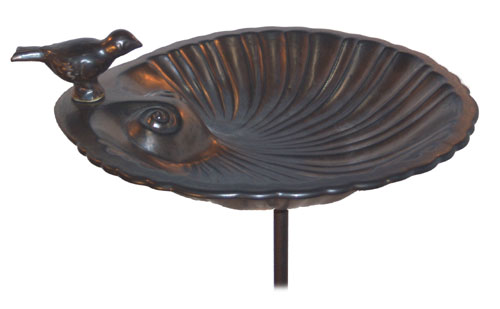 Achla Designs Ceramic Shell Bird Bath - Bronze