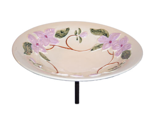 Achla Designs Ceramic Dogwood Bird Bath  Cream and Pink
