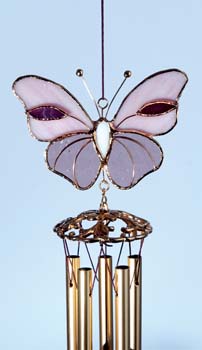 Gallery Art Glass Butterfly Pink Sm. Wind Chimes