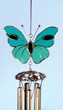 Gallery Art Glass Butterfly Teal Sm. Wind Chimes