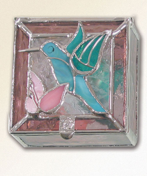 Gallery Art Glass Hummingbird-Rose Small Box