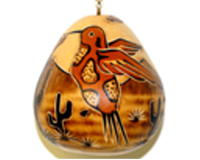 Green Giraffe Gourd Ornament Hummingbird