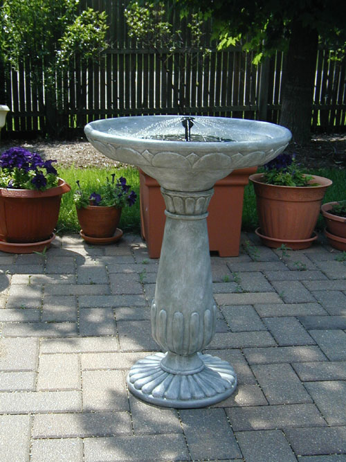 STI Group Solar Birdbath Weathered Stone