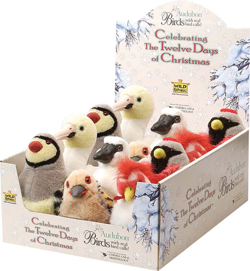 Christmas Gifts - Wild Republic 12 Days Of Christmas Bird Plush Toy Assortment - 2 Each Of 6 Birds - Gift Boxed - Red Legged Partridge Redpoll French Hen Turtle Dove Snow