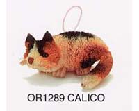 Brushkins by Nature s Accents Lazy Calico Cat Ornament