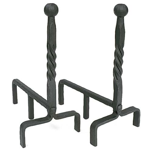 Minuteman AND-07 Ball End Andirons - Powder Coated Black