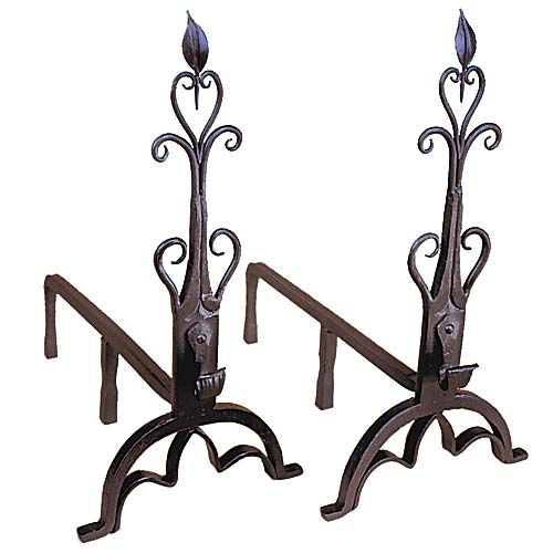 Minuteman AND-10 Cathedral Andirons - Powder Coated Black