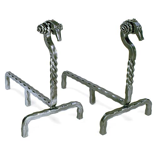 Minuteman AND-11 Ram s Head Andirons - Powder Coated Black