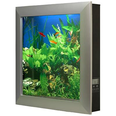 AquaVista AV500SSL Wall-Mounted Aquarium AV 500 Seaweed Background with Silver Frame