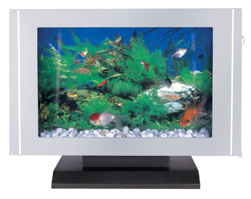 AquaVista AV100WSPS Table Top Aquarium AV 100 Whitestone Background with Silver Pinstripe Frame