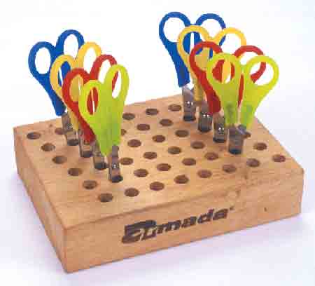 Armada Art 03001 Solid Oak Scissor Rack - Holds 48 Pairs of Children s Scissors