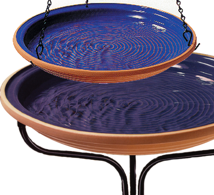 Opus Royal Blue Hanging Or Standing Ceramic Birdbath
