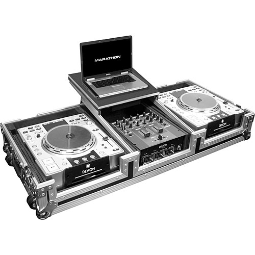 Six Star Dj MA-DJCD10WLT DJ Equipment Coffin Holds 2 x Large Format CD Players + 10 Inch Mixer with Wheels and Laptop Shelf