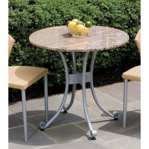 Bistro Tables - Alfresco Home 44-0235 Sabbia 30 Inch Round Bistro Table With Granite Top And Aluminum Base