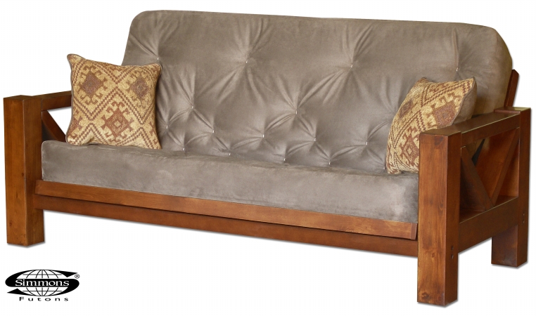 Futons - Simmons Futons Z98889SSF32 Big Daddy Pine Full Futon With Rocky Mountain TDC Mattress