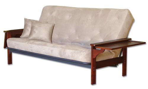 Metal Futon - Simmons Futons ZSAP27F Plato Metal And Wood Futon With Deluxe Designer Mattress - Mahogany