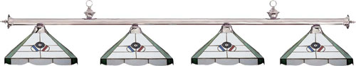 Billiard Cue - Cue And Case LP-CHBAR4BALL1 Chrome 4 Shade Light With Tiffany Billiard Ball Shades
