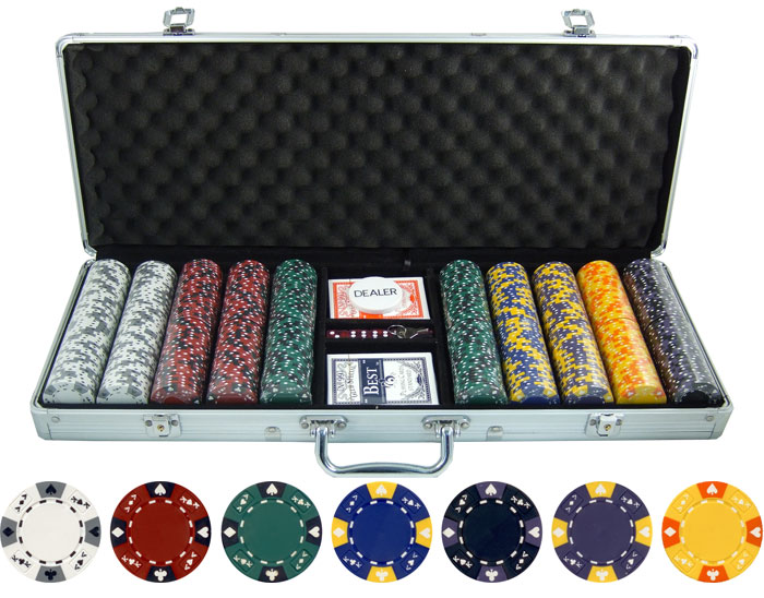 13.5g 500pc Ace King Tricolor Clay Poker Chip Set