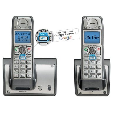 General Electric Cordless Phones - General Electric 28213EE2 GE DECT 6.0 Cordless Phone With 2 Handsets And GOOG-411 Silver