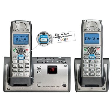 General Electric Cordless Phones - General Electric 28223EE2 GE DECT 6.0 Cordless Phone With 2 Handsets And GOOG-411 Silver