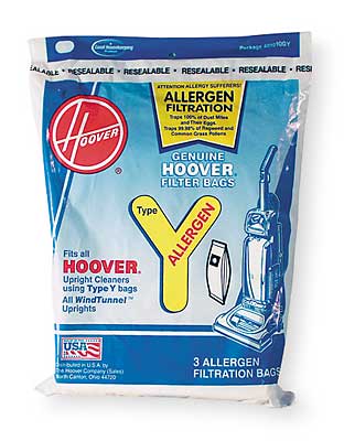 Hoover 4010100Y Type Y Allergen Filtration Vacuum Bags 3 Pack