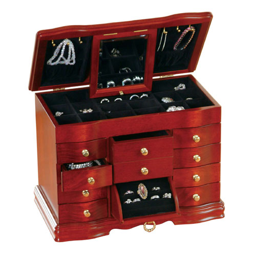 Mele 0045911 Jewelry Box with Drop Ring Drawer in Cherry