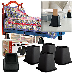 4 Pack of Black Bed Raisers  6 Inches  As Seen on TV